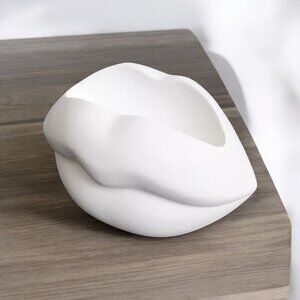 New MCM Large Lips / Mouth White Retro Modern Succulent Flower Planter Pot